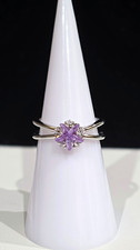 Ryze Party Size 6 Lavender CZ White Frost CZ Silver Prong Cocktail Ring R2-1836
