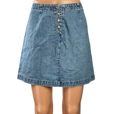 Gap Womens Blue Medim Wash High Waist Button Fly Mini A-Line Denim Jeans Skirt 2