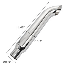 7-5 Od Chrome Exhaust Truck Tube Horn 36 48 60 Length Curved Stack Pipe