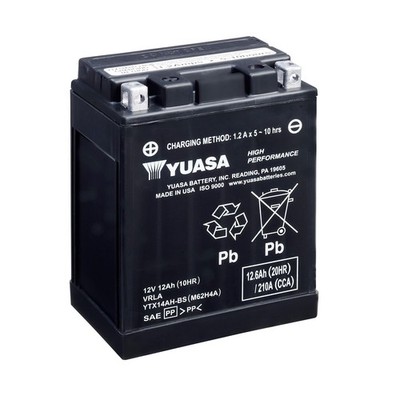 YUASA Batterie YTX14AH-BS Wet Charged (befüllt,ready to use) 12V/12Ah