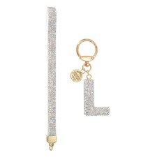Initial Letter l Keychain for Women Rhinestone Alphabet Keychain White,