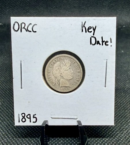 1895 90% Silver Barber Dime (Fine Condition) Key Date!