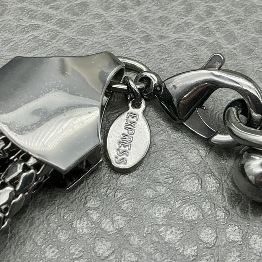 Express Necklace Braided Chain Statement Silver T… - image 8