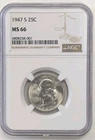 1947 S Washington Quarter NGC MS 66  #Z269 Look Close At Pics