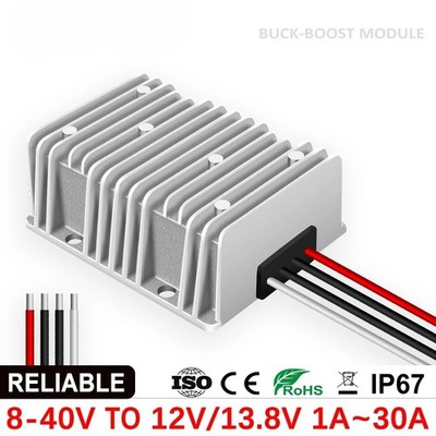 DC 8-40V to 12V/13.8V 3-30A Boost Buck Converter Voltage Stabilizer for Car RV