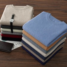 Cashmere Sweater Men Knit Jumper Long Sleeved Tops Business Casual Pullover Tee