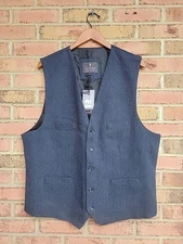 Celtic Ranchwear Wool Blend Navy Blue Houndstooth Button Vest Men's XL (NWI)