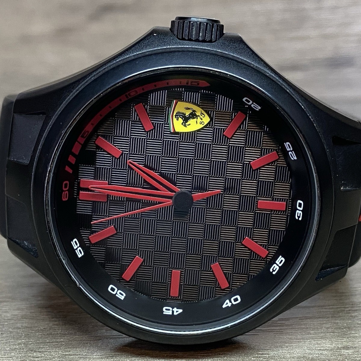 Scuderia Ferrari Rubber Band Black & Red Pit Crew Watch 0830643 