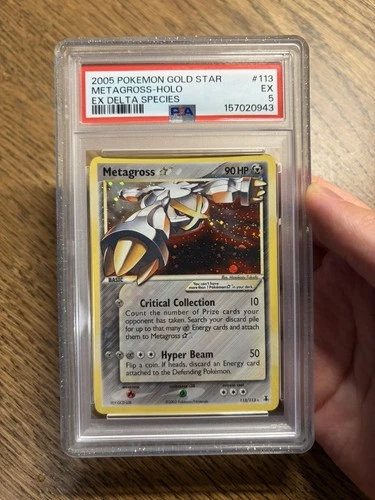 Gold Star Metagross PSA 5 Ex Delta Species 113/113 SWIRL + GUARD INCLUDED