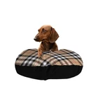 Beige & Black Tartan 30" Soft Comfortable Dog Cat Puppy Bed Pet Clearance