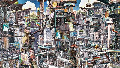 Anime fantasy city imperial boy digital art Playmat Gaming Mat