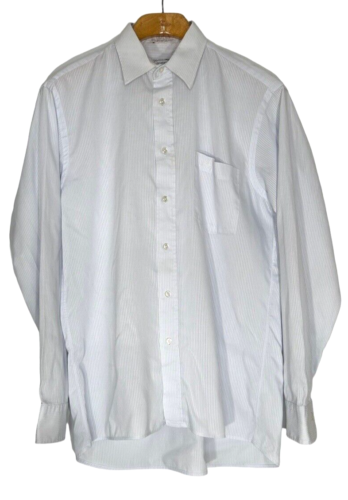 Christian Dior Chemises Shirt Men's Size 15 Blue Long Sleeve Striped Pocket Logo - Picture 1 of 11
