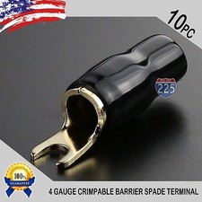 4 Gauge Gold Spade Fork Terminal 10 pack Wire Crimp Insulated 5/16 connector AWG