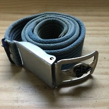 VTG 1950s Jeans CB Explorer Blue WEB Canvas Belt Solid Brass Buckle 42"L x1.5"W
