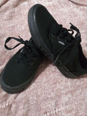 VANS Off the wall Classic Black on black Shoe Kid Youth Size Sneaker low  top