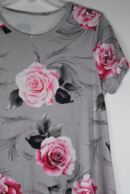 grey dress pink flowers Rosemary Satin Stripe Dress Gray | Size L
