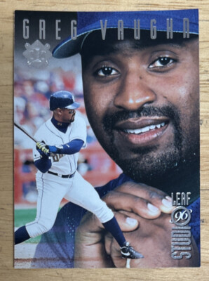 1996 Donruss Leaf Studio Greg Vaughn Baseball Card #39 Brewers OF Mid-Grade VG