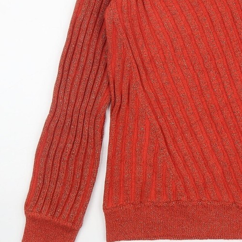 Saint Tropez Womens Orange Crew Neck Striped Acrylic Blend Jumper Size S - Picture 12 of 12