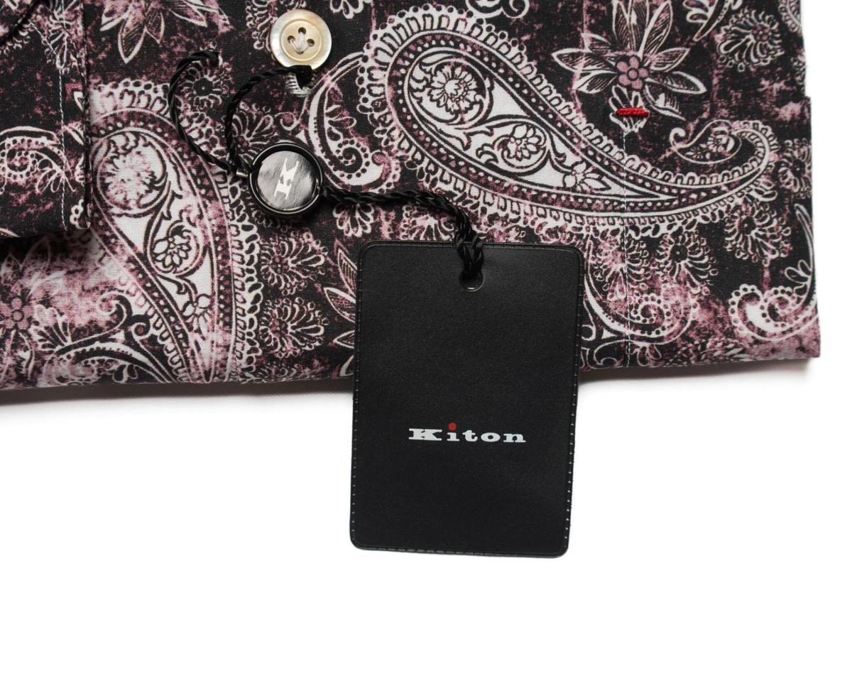 Kiton $610 Pink Black Paisley Slim Fit Cotton Sport Casual
