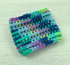 Handmade Crochet Coffee Cup Cozy or Sleeve - Green Blue Purple Teal NEW