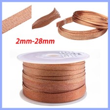 Flat Pure Copper Braid Cable Bare Copper Braid Wire Ground Lead 2mm - 28mm Width