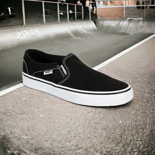 VANS Off The Wall Asher Black Canvas Skate SB Shoes Mens  display picture 1