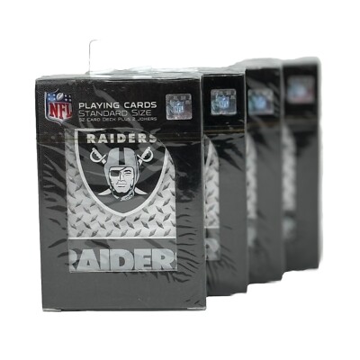 4 Decks of NFL Oakland Raiders Playing Cards. Full Deck Licensed Original Brand