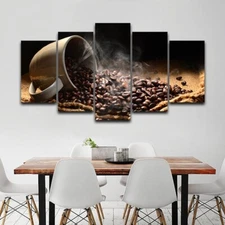 Coffee Beans Aroma Picture 5 Panel Canvas Print Restaurant Wall Poster