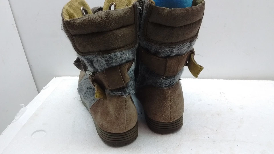 BC Calzado Marrón Cuero Tejido Parte Superior Alta Con Cordones Cremallera Zapatilla Bota Mujer Zapatos 8M 39 Foto 3 de 4