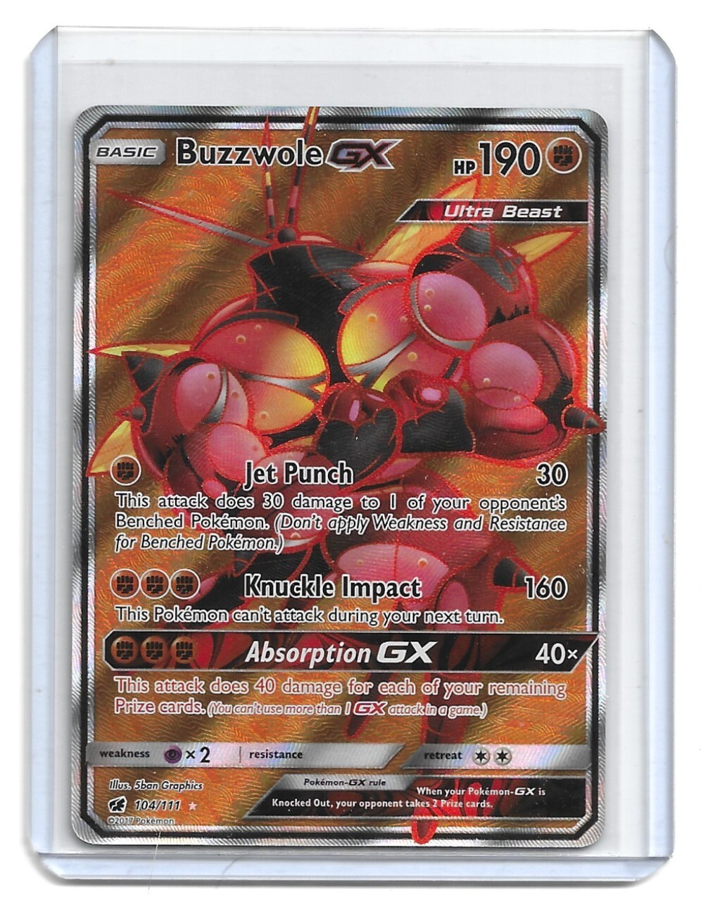 2017 Pokemon - Sun & Moon: Crimson Invasion Buzzwole GX (Full Art) #104/111 Holo
