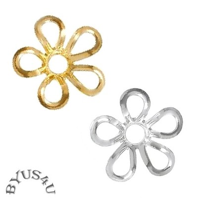 BEAD CAP FLOWER FILIGREE cut-out SCALLOP 9mm GOLD and SILVER PLATED 50pc