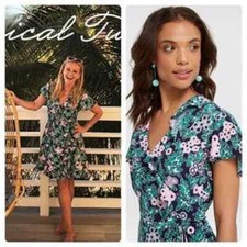 Draper James Tropical Floral Wrap Ruffle Dress Sz 0