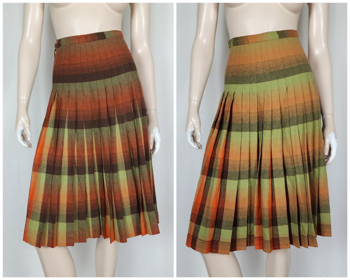 Vtg Sportrite reversible wool pleated skirt XXS 50s 60s