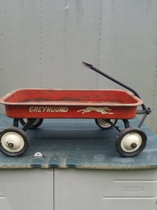 red metal wagon
