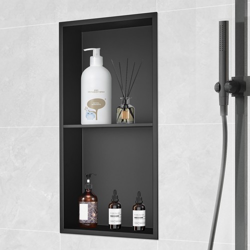 VEVOR Doccia Nicchia Incasso a Parete in Acciaio Inox 33x63cm 2 Ripiani da Bagno - Imagen 8 de 12