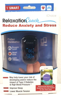 IChoice Smart Pulse Oximeter Relaxation Coach Bluetooth Heart Rate & Oxygen New