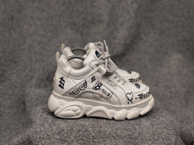 Buffalo London Superge Cld Corin White Oversized Paint Logo Sneakers