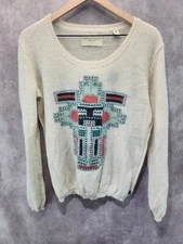 Maison Scotch Sweater Womens SMALL Aztec Angora Blend Western Alpine Boho Knit