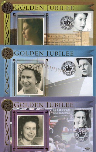 all 5 benham bs 120-124 golden jubilee fdcs 6-2-02 each with shs