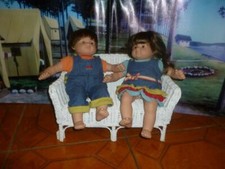 AMERICAN GIRL BITTY BABY TWINS BROWN HAIR, TWO DOLLS , ORIGINAL CLOTHES