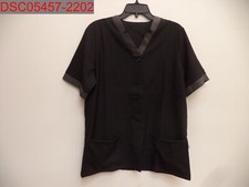 FabriConscious Superior Uniform Group Adult Black with Grey Trim Scrub Top, Sz M