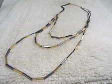 CHARMING CHARLIE Goldtone Gunmetal Bead Multi Strand Necklace (C12)
