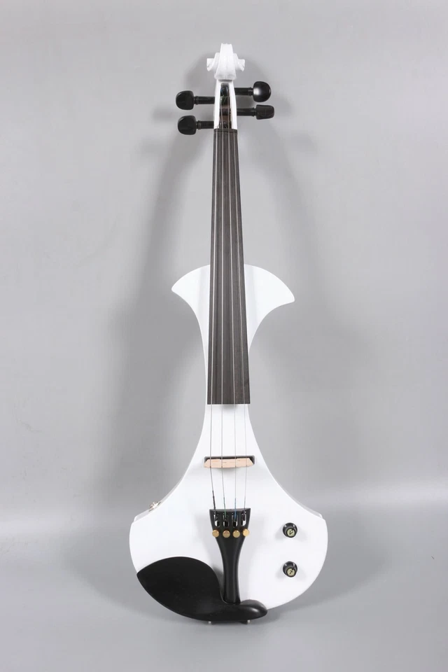 White Electric Violin 4/4 Solid wood Nice Tone Free Case Bow Ebony Fittings - Image 2 of 4