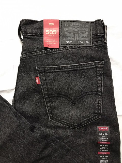 Levis 505 Regular Fit Straight Leg Stretch Jeans Black Wash Mens Sz 34x29 for sale online | eBay