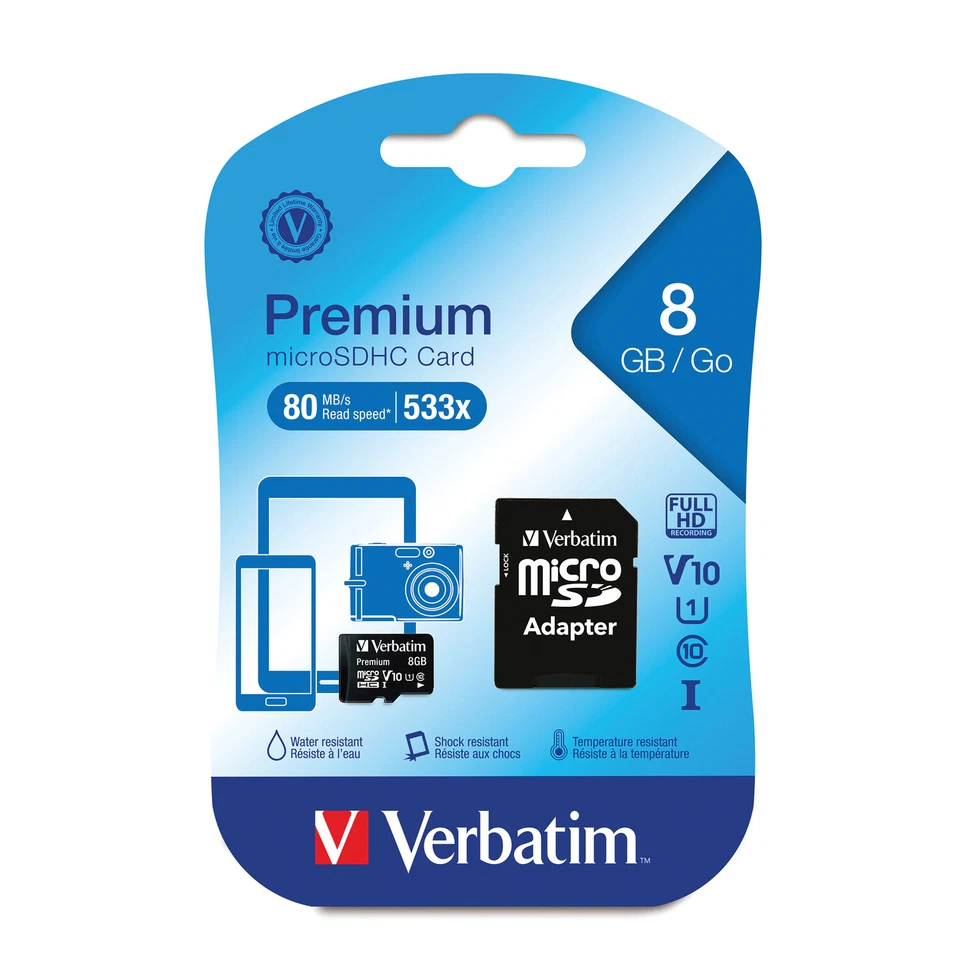 VERBATIM 44081 microSDHC Card with Adapter (8GB; Class 10) - Image 4 of 4