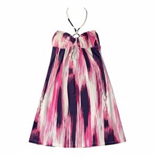Cristina Love Halter Dress Abstract Brushstroke Pink Purple Y2K Summer Mini M