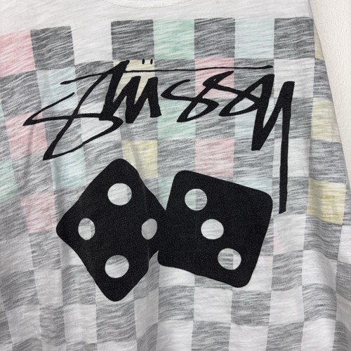 Stussy Shirt Women XS White Checkerboard Swing Racerback Tank Top Cotton Dices - Picture 2 of 6
