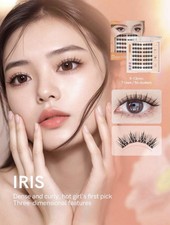 IRIS Black Cluster Eyelashes 9-13mm 56 Clusters Dense Curly 3D Effect