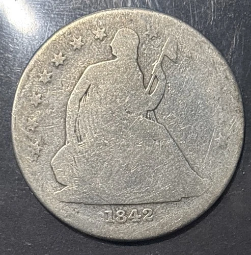 1842 Small Date Rev Of 1842 Seated liberty Half Dollar 50c , About good - Good