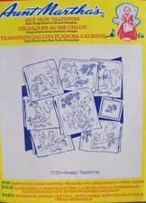 Aunt Marthas 3750 SASSY SQUIRREL Days of Week Embroidery Transfer Pattern UNUSED